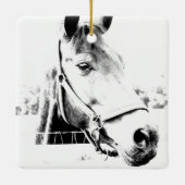 メリー素朴クリスマスホリーフォトホースバーンファーム セラミックオーナメント (裏面)