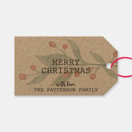 メリー素朴クリスマスホリーベリーウォーター赤 ギフトタグ