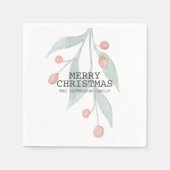 メリー素朴クリスマスホリーベリーウォーター赤 スタンダードカクテルナプキン (正面)