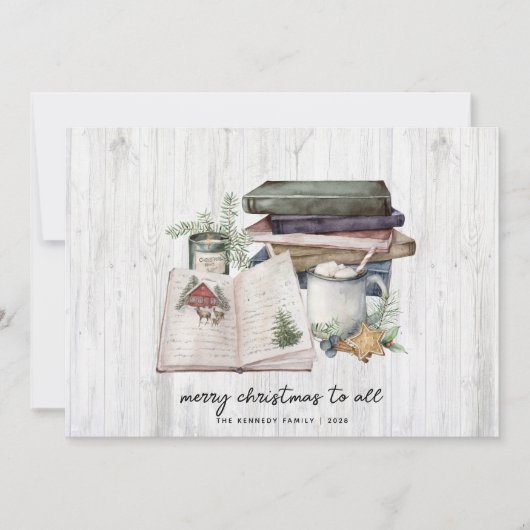 メリー素朴クリスマスホワイトウッドの水色 シーズンカード (正面)