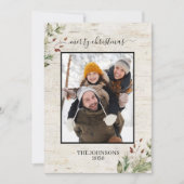 メリー素朴クリスマス中立樺の木写真 シーズンカード (正面)