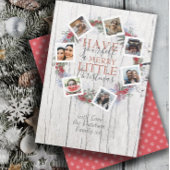 メリー素朴クリスマス写真植物学リース シーズンカード