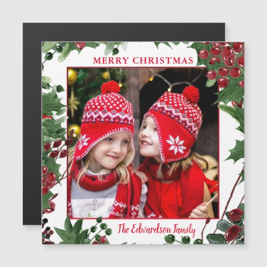 メリー素朴クリスマス写真磁気カード (正面/裏面)