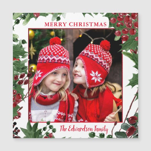 メリー素朴クリスマス写真磁気カード (正面)
