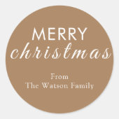 メリー素朴クリスマス台本ラウンドステッカー ラウンドシール (正面)