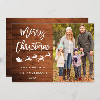 メリー素朴クリスマス家族の写真カード 招待状