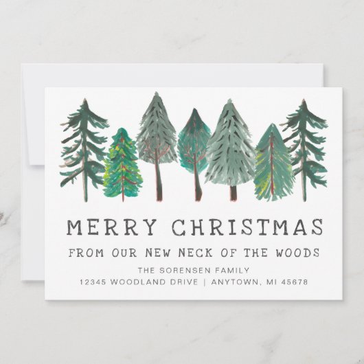 メリー素朴クリスマス家族の写真移動 案内状 (正面)