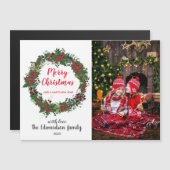 メリー素朴クリスマス家族の磁気フォトカード (正面/裏面)