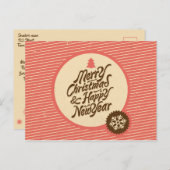 メリー素朴クリスマス新年レトロスノーフレーク シーズンポストカード (正面/裏面)