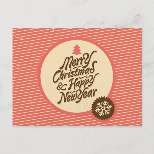 メリー素朴クリスマス新年レトロスノーフレーク シーズンポストカード (正面)