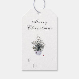 メリー素朴クリスマス水の色の木の休日 ギフトタグ