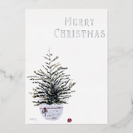 メリー素朴クリスマス水の色の木企業の 箔シーズンカード