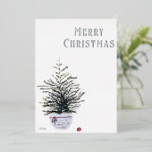 メリー素朴クリスマス水の色の木企業の 箔シーズンカード (立ち正面)
