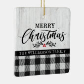 メリー素朴クリスマス水牛のプレイド家族の写真 セラミックオーナメント (右)