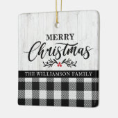 メリー素朴クリスマス水牛のプレイド家族の写真 セラミックオーナメント (左)
