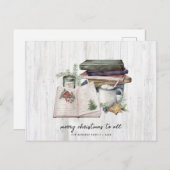 メリー素朴クリスマス緑シンプル園 シーズンポストカード (正面/裏面)