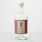 メリー素朴クリスマス赤いプレイドクラフト リキュールボトルラベル (正面)