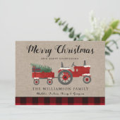 メリー素朴クリスマス赤い格子縞の休日 カード (スタンド正面)