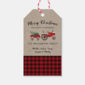 メリー素朴クリスマス赤い格子縞の休日 ギフトタグ (正面)