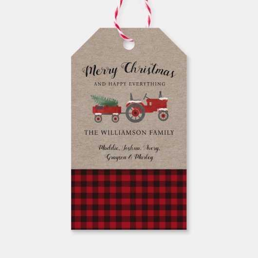 メリー素朴クリスマス赤い格子縞の休日 ギフトタグ (裏面)
