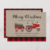 メリー素朴クリスマス赤い格子縞の休日 ポストカード (正面/裏面)