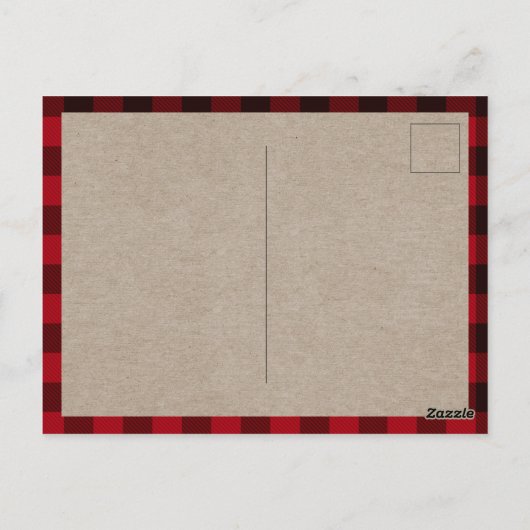 メリー素朴クリスマス赤い格子縞の休日 ポストカード (裏面)