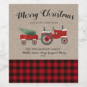 メリー素朴クリスマス赤い格子縞の休日 ワインラベル (シングルラベル)