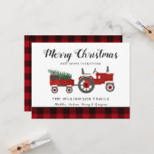 メリー素朴クリスマス農家の家名 カード (正面/裏面インサイチュ)
