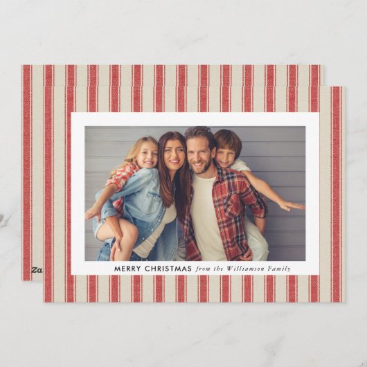 メリー素朴クリスマス農家リネン写真 シーズンカード (正面/裏面)