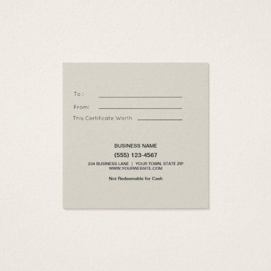 メリー素朴クリスマス金ゴールドギフトカード証明書 (裏面)
