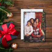 メリー素朴クリスマス1フォトタータンチェックブループレイド カード