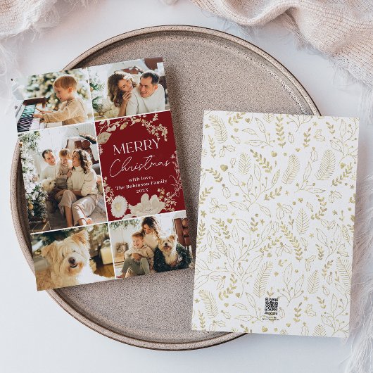 メリー素朴クリスマス5フォトレッド シーズンカード