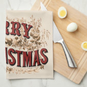 メリー素朴クリスマス キッチンタオル (四つ折り)