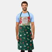 メリー素朴クリスマスBurgundy Poinsettiaフローラ エプロン (着用した状態)