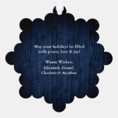 メリー素朴スクリスマスブルーウッドプリント オーナメントカード (裏面)