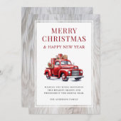 メリー素朴・クリスマス・レッド・トラック シーズンカード (正面/裏面)