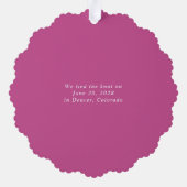 メリー結婚したはっきりしたPink Newlywedsの結婚写真 オーナメントカード (裏面)