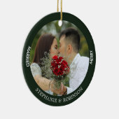 メリー結婚したカスタムPhoto Forest Green セラミックオーナメント (右)