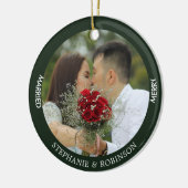 メリー結婚したカスタムPhoto Forest Green セラミックオーナメント (左)