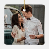 メリー結婚したカラフル初めてのクリスマス セラミックオーナメント (裏面)