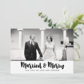 メリー結婚したクリスマスの休日の写真カード シーズンカード (スタンド正面)