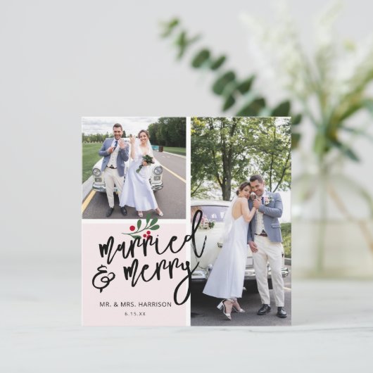 メリー結婚したクリスマスの写真 シーズンカード (スタンド正面)