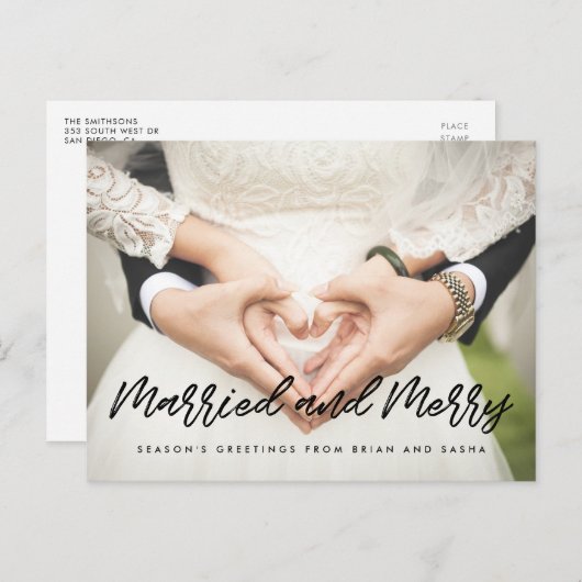 メリー結婚したクリスマスの結婚写真は ポストカード (正面/裏面)