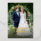 メリー結婚したクリスマスフォイル 箔シーズンカード (正面)