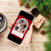 メリー結婚したクリスマス写真アーチ型フレームレッド シーズンカード