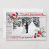 メリー結婚したクリスマス写真ホリデーカード シーズンカード (正面)