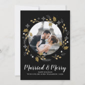 メリー結婚したクリスマス写真金ゴールド植物学 シーズンカード (正面)
