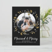 メリー結婚したクリスマス写真金ゴールド植物学 シーズンカード (スタンド正面)