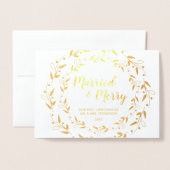 メリー結婚したスのクリスマス結婚の写真と感謝してい 箔カード (封筒付き正面)