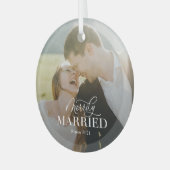メリー結婚したスカスタムフォトクリスマスオーナメント ガラスオーナメント (正面左)